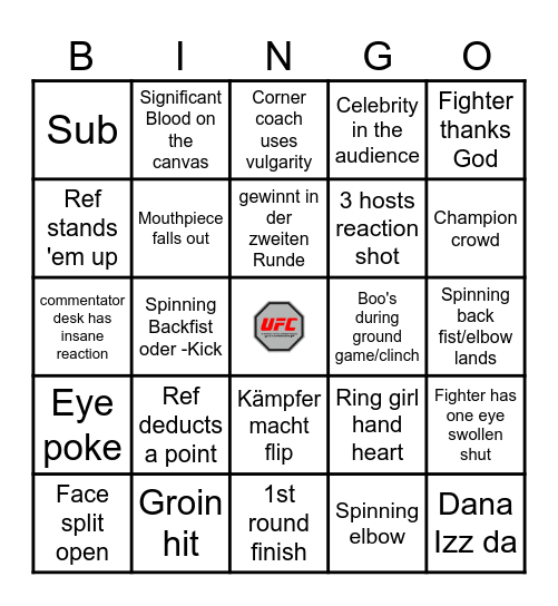 UFC BINGO Card