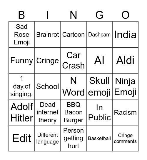 Insta Reels Bingo Card