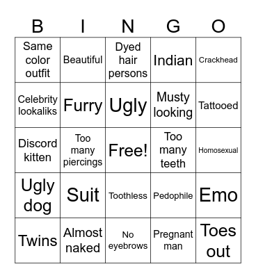 Mall Bingo Card