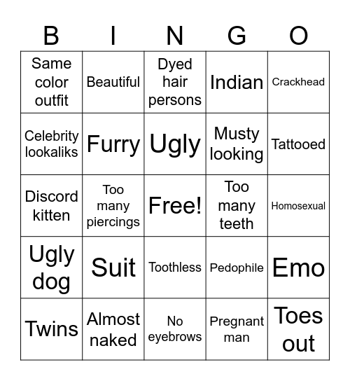 Mall Bingo Card