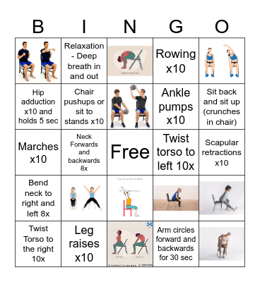 Exercise Bingo Card