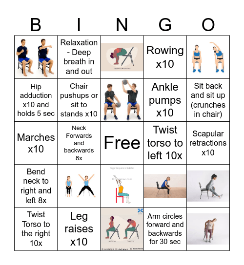 Exercise Bingo Card