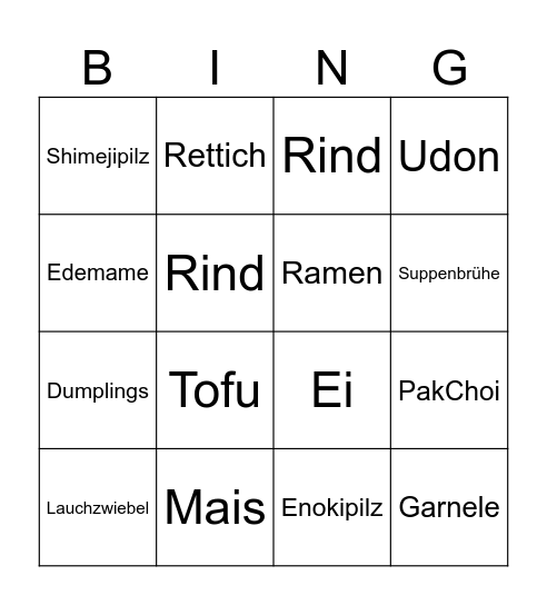 Hotpot Bingo 🍲 Bingo Card