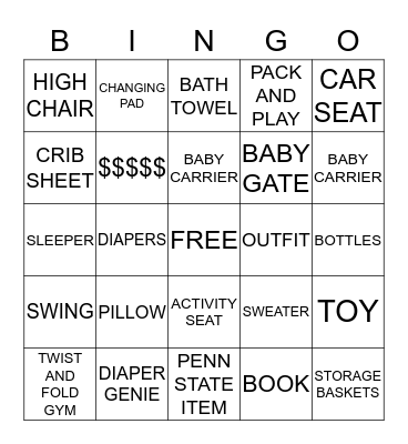 BABY GIRL D Bingo Card