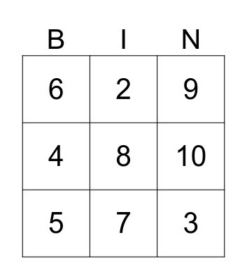 Bingo Number Bingo Card