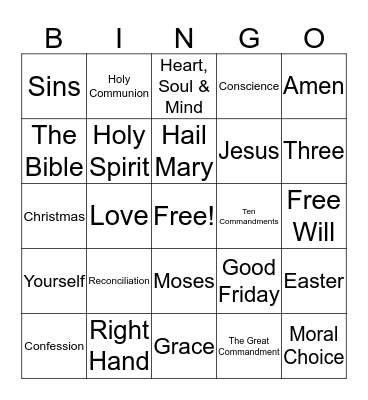 Following Jesus Bingo Card