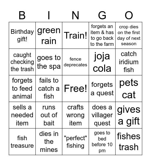 Stardeeew Bingo Card