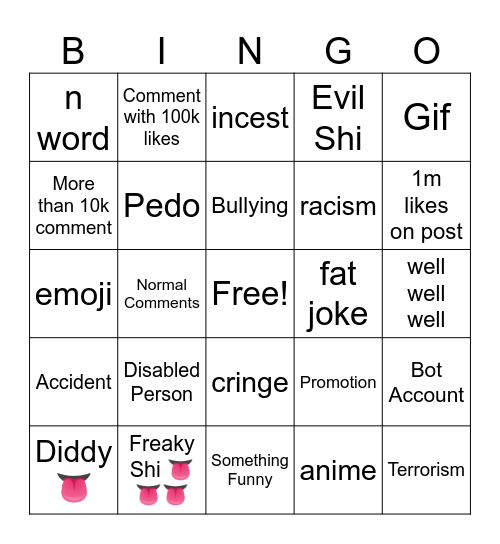 Ig reels bingo Card