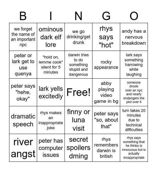 sod bingo Card