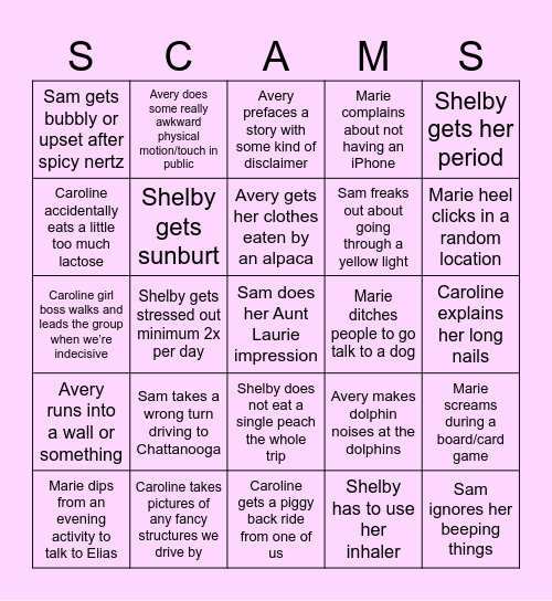 Girls Trip Bingo Card