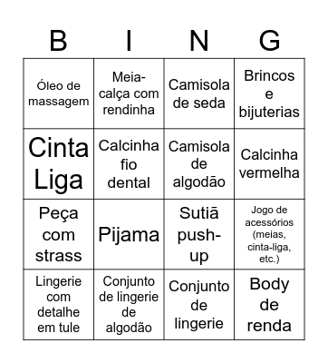 Bingo Chá da Gabi Bingo Card