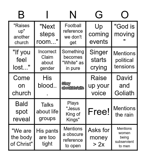 Summit Church Bingo 3/9/24 Bingo Card