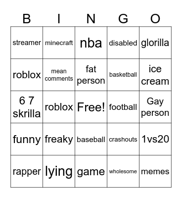 TikTok scrolling Bingo Card