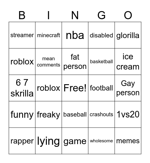 TikTok scrolling Bingo Card