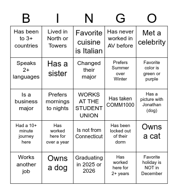 Training BINGO! Find someone who... Bingo Card