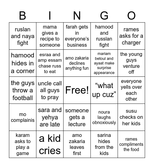 ramadan party 1 Bingo Card
