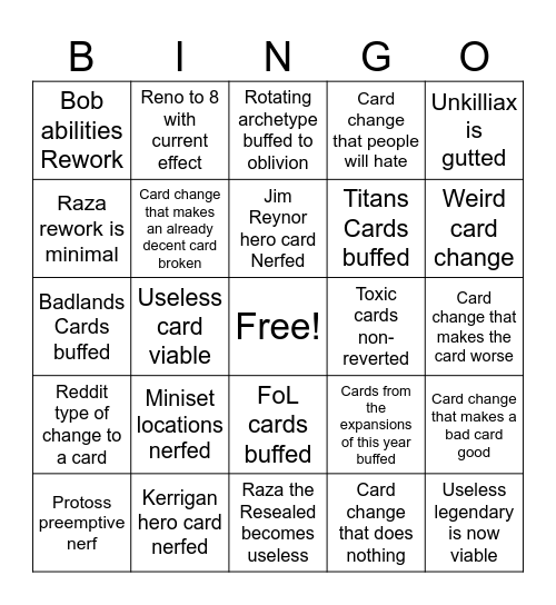 BIG PATCH Bingo chart Bingo Card