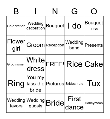 wedding bingo Card