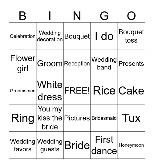 wedding bingo Card