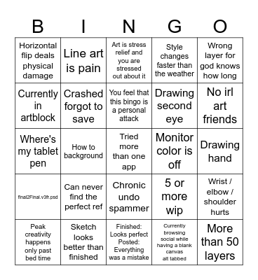 Trouble digital artist v2 Bingo Card