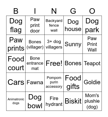 Benny ACNH Bingo Card