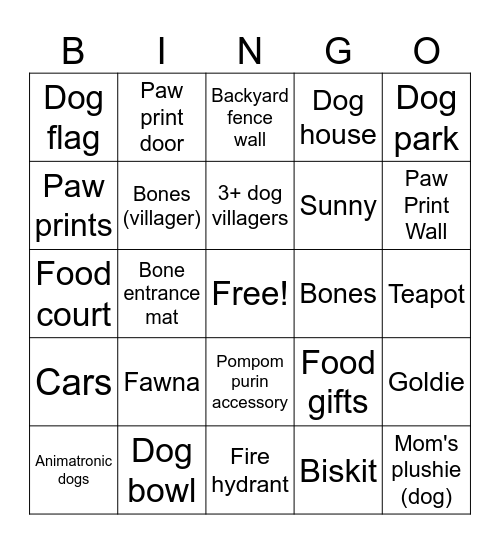 Benny ACNH Bingo Card