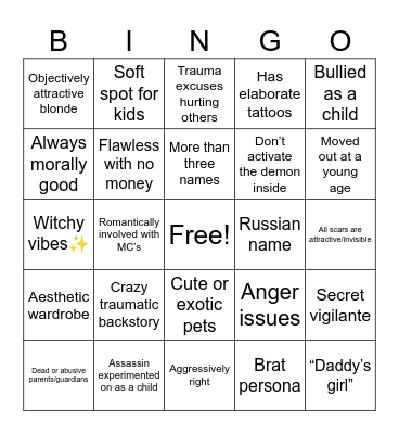 BBOC Bingo Card