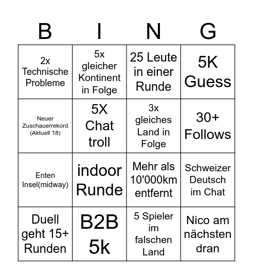 Wenn Bingo voll für jeden neuen Follower/ 1€ Verlosung Bingo Card