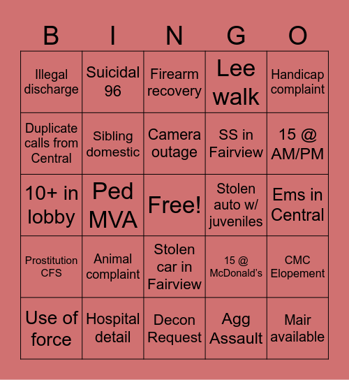 CAD BINGO Card