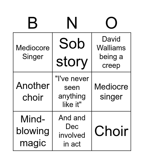 BGT BINGO Card