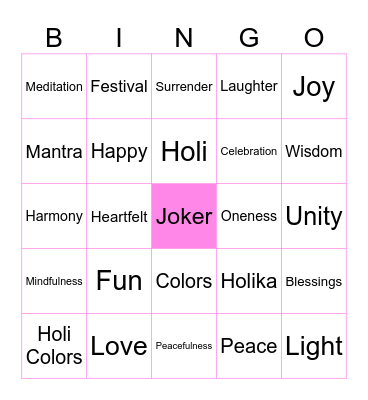 Holi Bingo Card