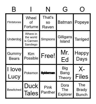 TV THEMES Bingo Card