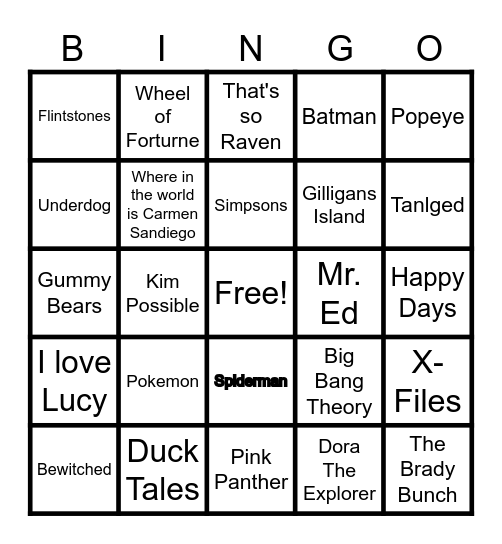 TV THEMES Bingo Card