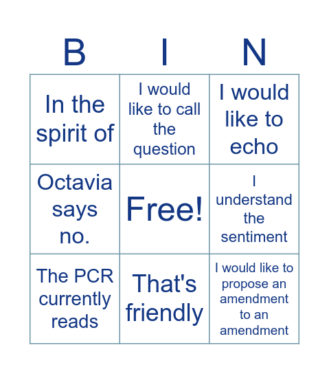 Plenary "quoted" Bingo Card