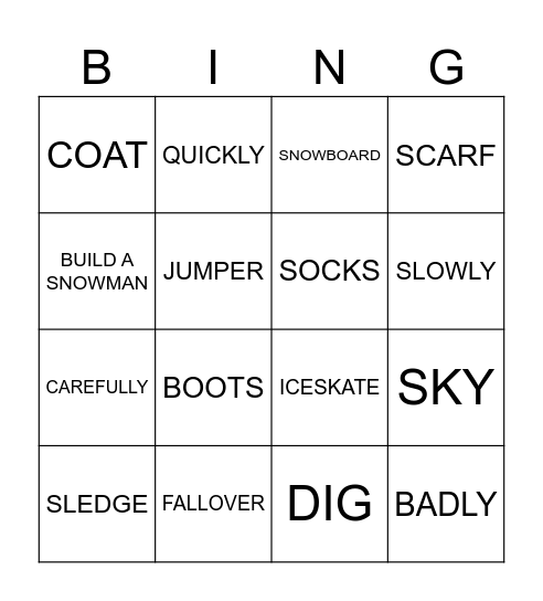 SNOWY TIME! Bingo Card