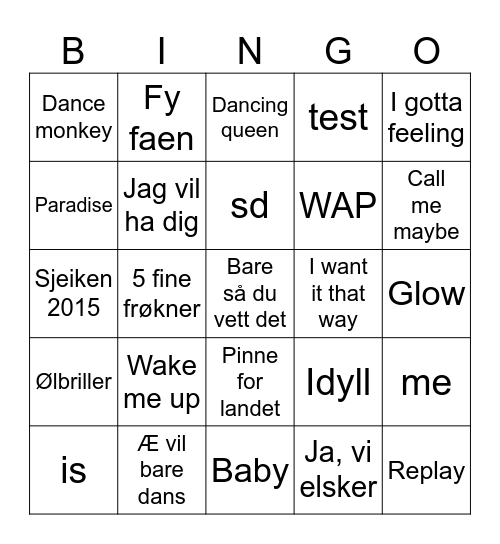 MUSIKKBINGO Card