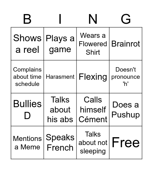 CÉMENT Bingo Card