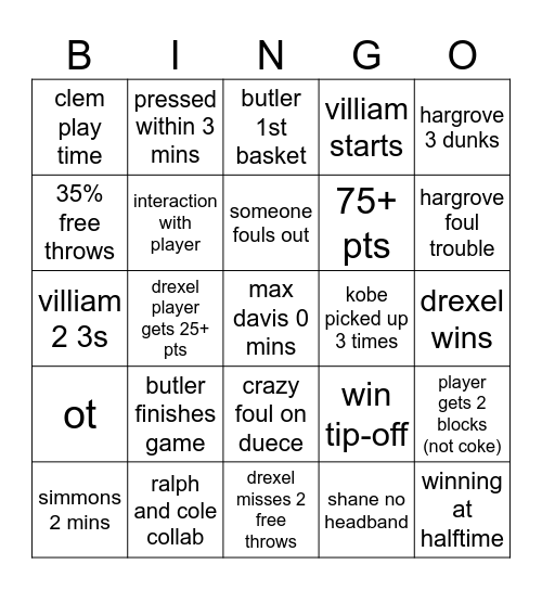 drexelmbb CAA tourney 2 Bingo Card