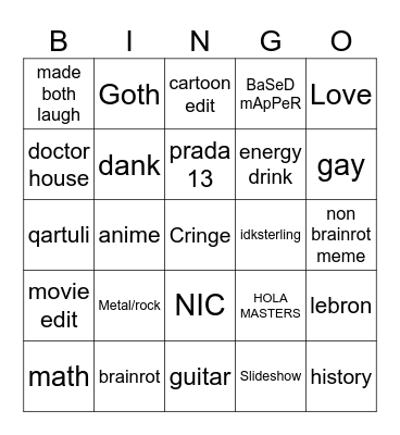 bingotok Bingo Card