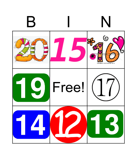 Los numeros del 10 al 20 solamente Bingo Card