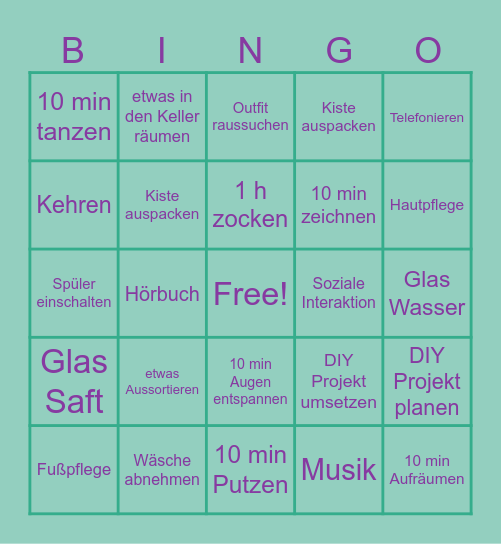 Alltägliches Bingo Card