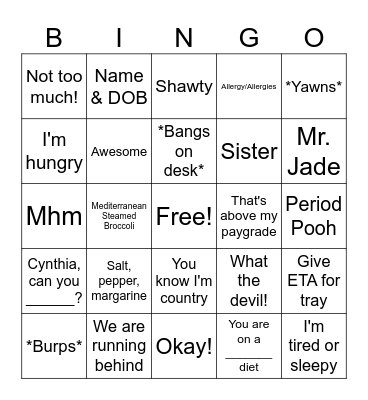 Call Center Bingo Card