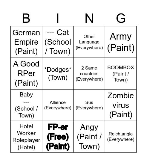 CBW Players Bingo Card