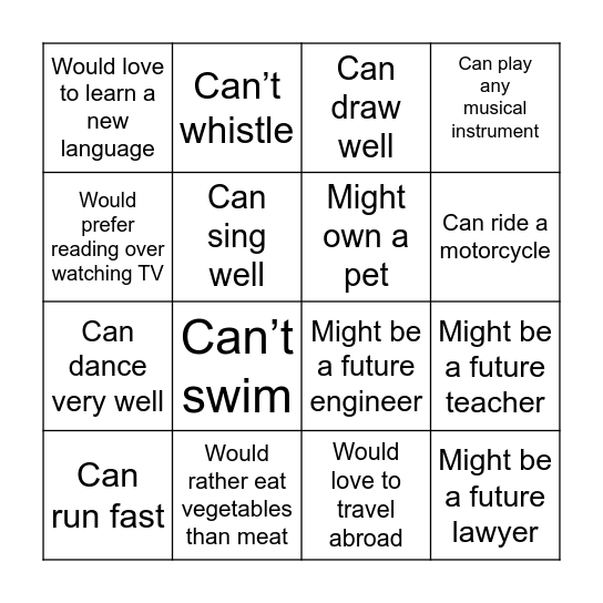 BINGO: FIND SOMEONE WHO… Bingo Card