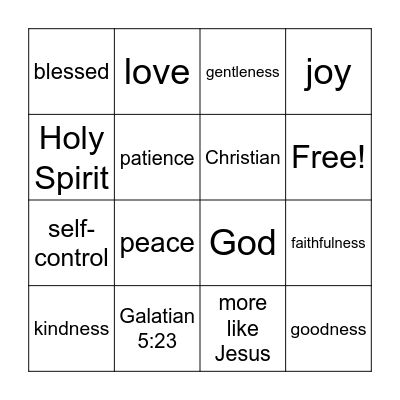 Fruit of the Spirit Bingo Card