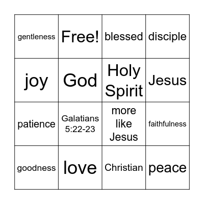 Fruit of the Spirit Bingo Card