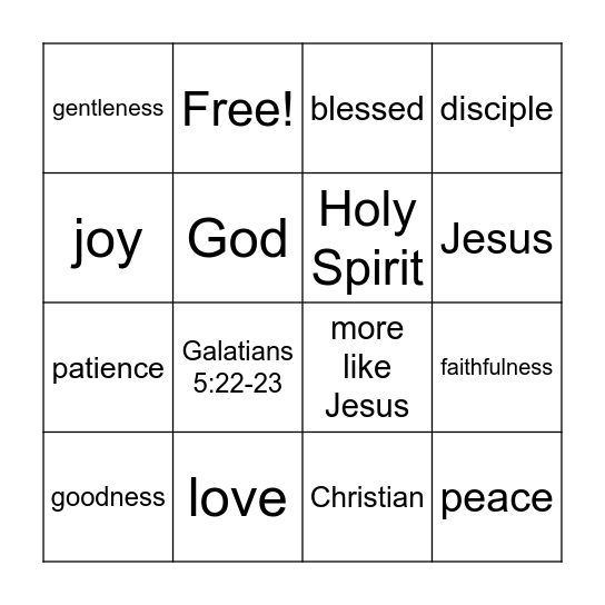 Fruit of the Spirit Bingo Card