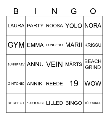 ANNU 19! Bingo Card