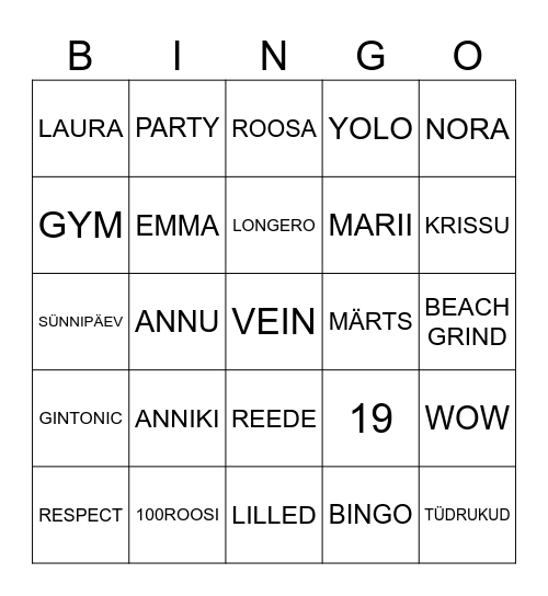ANNU 19! Bingo Card