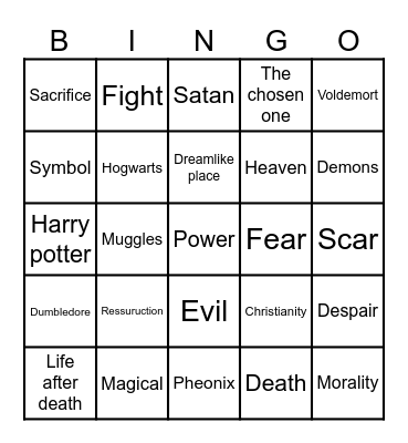 Harry Potter Bingo Card
